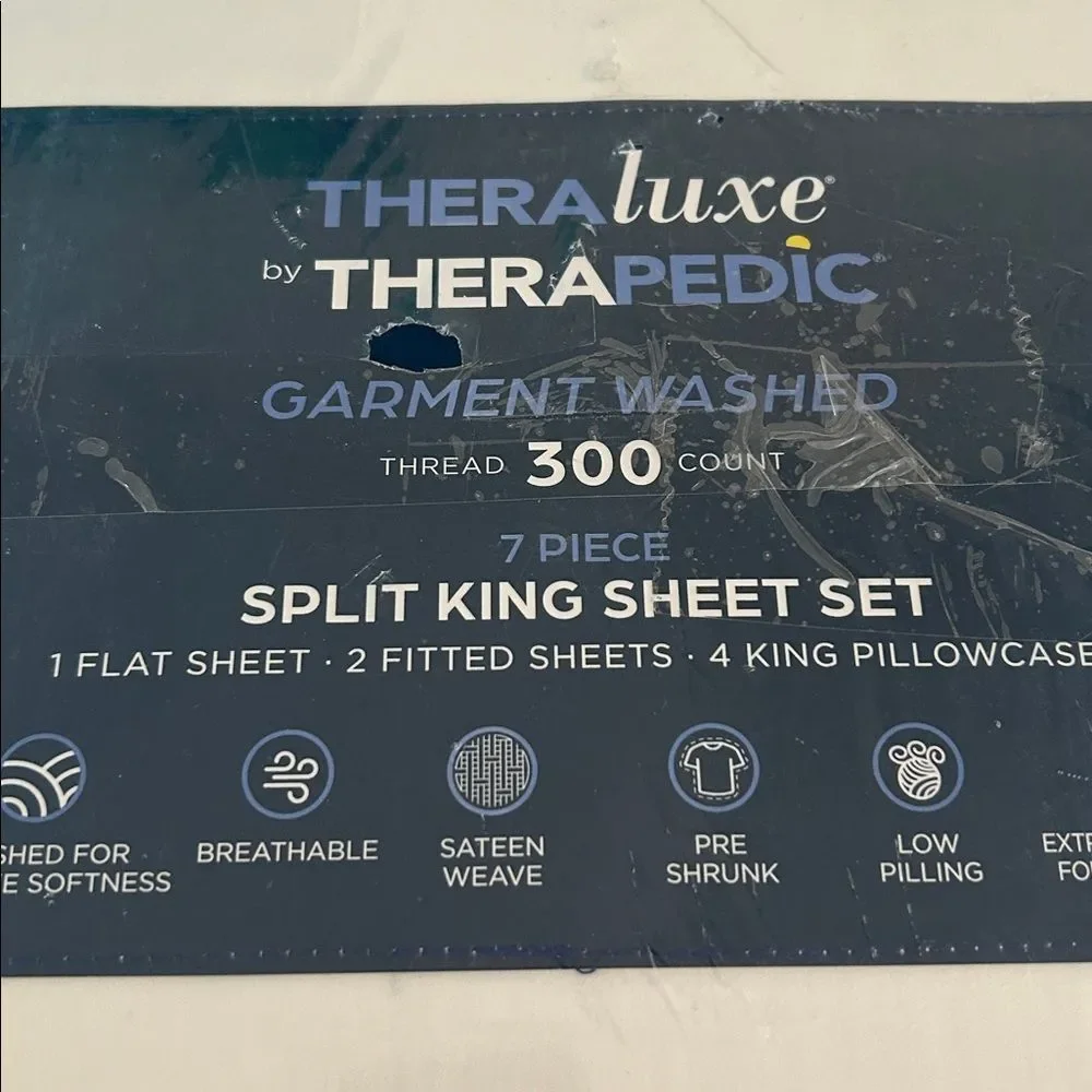 TheraLuxe By Therapedic 300 Thread Count 7-Piece Sheet Set, cotton, White,  NWT